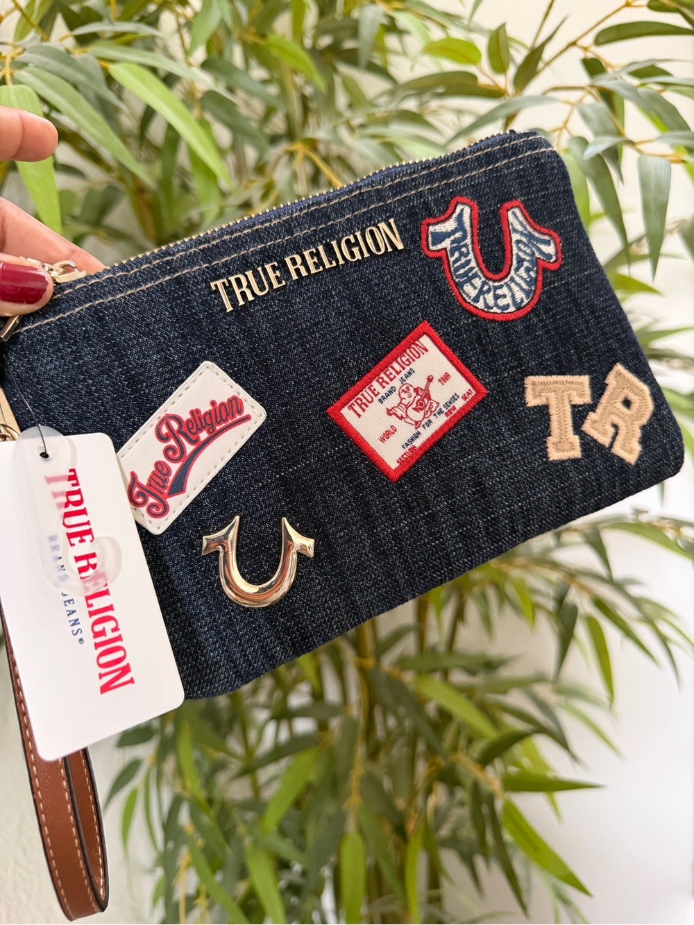 NWT True Religion Denim Patchwork Wristlet